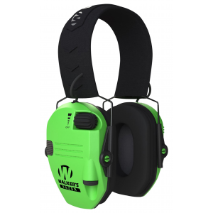 Walker's GWPRSEMHVG Razor Slim Electronic Muff 23 dB Over the Head Hi-Viz Green/Black Polymer