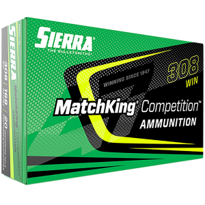 Sierra A220001 MatchKing Competition 308Win 168gr Sierra MatchKing BTHP 20 Per Box/10 Case Centerfire, Rifle Ammunition