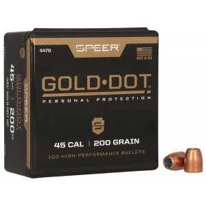 Speer 4478 Gold Dot Personal Protection 45 Cal .451 200 gr Hollow Point 100 Per Box/ 5 Case