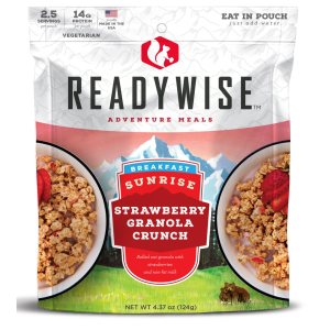 ReadyWise RW05007 Outdoor Food Kit Sunrise Strawberry Granola Crunch Breakfast Entree 2.5 Servings In A Resealable Pouch, 6 Per Case - Wise Foods