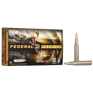 FEDERAL P270tt1 Premium 270win 130gr Trophy Bonded Tip 20 Per Box/10 Case Centerfire, Rifle Ammunition