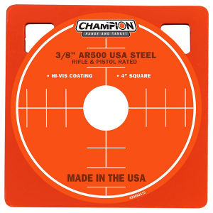 Champion Targets 44904 Center Mass 4 in Rifle Gray AR500 Steel Square 0.38 in Thick Hanging