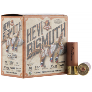 HEVI-SHOT Hs14715 Hevi-bismuth Upland 12 Gauge 2.75 In 1 1/4 Oz Bismuth 5 Shot 25 Per Box/ 10 Cs
