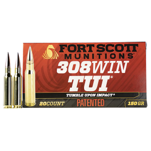 t Scott Munitions 308150SCV2 Tumble Upon Impact (TUI) Rifle 308 Win 150 Gr Solid Copper Spun 20 Per Box/ 10 Cs Ammo