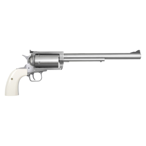Magnum Research BFR4570B BFR Long Cylinder Extra Large Frame 45-70 Gov 5 Shot, 10 in Brushed Stainless Steel Barrel, Cylinder & Frame, Bisley White Laminate Grip, Exposed Hammer , Revolver