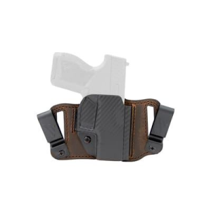 Versacarry Insurgent Deluxe, Inside/Outside Waistband Holster, Right Hand, Fits S&W Shield EZ, Distressed Leather and Polymer, Brown INS201SHDEZ