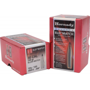 Hornady 30313 ELD Match 30 Cal .308 155 gr Extremely Low Drag Match 100 Per Box/ 15 Case