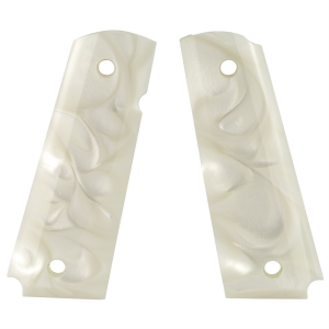 Hogue Polymer Grip 45318, Fits 1911 Govt Model, Pearlized, Ambi Cut, White 45318