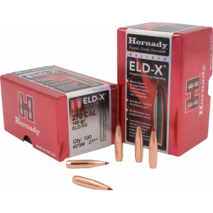 Hornady 27356 ELD-X 270 Cal .277 145 gr Extremely Low Drag eXpanding 100 Per Box/ 15 Case