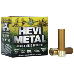 HEVI-METAL Hs38508 HEVI-METAL Longer Range 12 Gauge 3.50 In 1 1/2 Oz Bbb Shot 25 Per Box/ 10 Cs