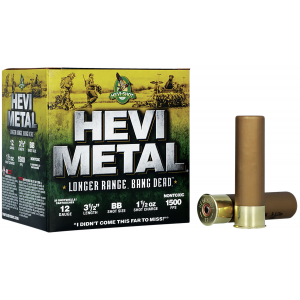 HEVI-METAL Hs38588 HEVI-METAL Longer Range 12 Gauge 3.50 In 1 1/2 Oz Bb Shot 25 Per Box/ 10 Cs