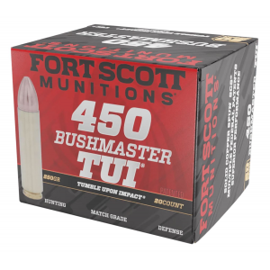 Fort Scott Munitions 450BM250SCV Tumble Upon Impact (TUI) Rifle 450 Bushmaster 250 gr Solid Copper Spun 20 Per Box/ 10 Cs