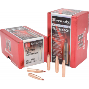Hornady 26333 ELD Match 6.5mm .264 147 gr Extremely Low Drag Match 100 Per Box/ 15 Case