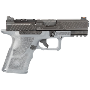 ZEV OZ9CCPTCOMG OZ9 Elite Compact 9mm Luger 19+1, Black Match Grade Barrel, Black Optic Cut/Serrated Stainless Steel Slide, Gray Polymer Frame w/Beavertail & Picatinny Rail, Gray Polymer Grip, Trigger Safety, Pistol