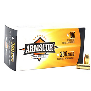ARMSCOR 50315 Precision Value Pack 380 Acp 95 Gr Full Metal Jacket 100 Per Box/ 12 Cs
