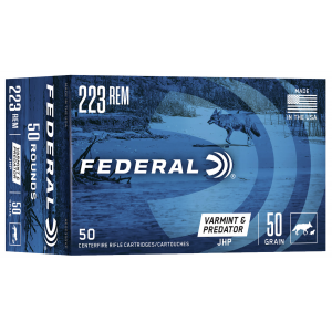 FEDERAL Ae22350vp American Eagle Varmint & Predator 223 Rem 50 Gr Jacket Hollow Point 50 Per Box/ 5 Cs