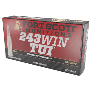 Fort Scott Munitions 243080SCV Tumble Upon Impact (TUI) Rifle 243 Win 80 gr Solid Copper Spun 20 Per Box/ 10 Cs