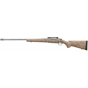 Ruger 57163 Hawkeye FTW Hunter 6.5 PRC 4+1 24 in Threaded, Stainless Barrel/Rec, Tan with Black Webbing HS Precision Stock, Muzzle Brake, Optic Mount (Left Hand)
