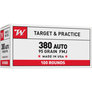 Winchester Ammo USA380VP USA 380 ACP 95 gr Full Metal Jacket Flat Nose 100 Per Box/ 5 Case