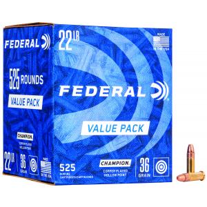 FEDERAL 745 Champion Training Value Pack 22 Lr 36 Gr Copper Plated Hollow Point 525 Per Box/ 10 Cs