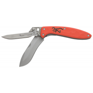 Browning 3220462 Primal Scalpel 2 2.75 in Folding Drop Point/Scalpel Plain Blaze Orange 8Cr13MoV SS Blade, Blaze Orange Polymer w/Rubber Overmold Handle
