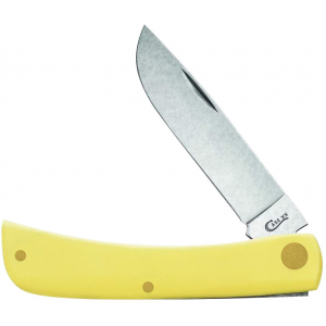 Case 00032 Sod Buster Jr. 2.80 in Folding Skinner Plain Tumble Polish Chrome Vanadium Steel Blade/Yellow Synthetic Handle