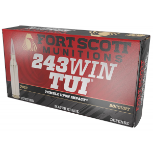 Fort Scott Munitions 243070SCV Tumble Upon Impact (TUI) Rifle 243 Win 70 gr Solid Copper Spun 20 Per Box/ 10 Cs