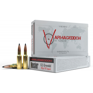 NOSLER 65182 Varmageddon 6.5 Grendel 90 Gr Flat Base Tipped 20 Per Box/ 10 Cs