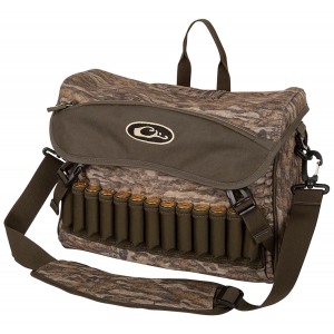 Drake Waterfowl DA1040006 Shoulder Bag 2.0 Mossy Oak Bottomland\t 6 Storage Pockets\t Exterior Storage & Shell Loops\t Choke Tube Sleeves\t Adj. Shoulder Strap