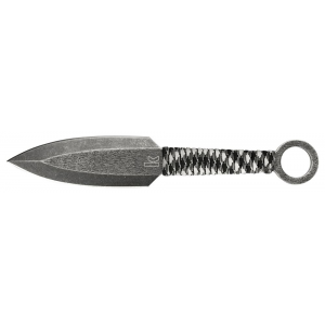 Kershaw 1747BW Ion Throwing Knives 4.50 in Fixed Spear Point Plain Black Oxide Stonewashed 3Cr13MoV SS Blade\t Black/White w/Finger Ring Paracord Wrapped Carbon Steel Handle\t Includes Sheath\t Set of 3