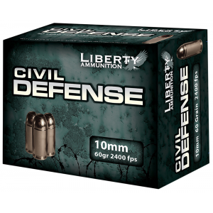LIBERTY Ammunition Lacd10032 Civil Defense 10mm Auto 60 Gr Lead Free Fragmenting Hollow Point 20 Per Box/ 50 Cs 762344711904 61223