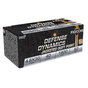 FIOCCHI 46exb Defense Dynamics 4.6x30mmh&k 40gr Jacketed Soft Point 50 Per Box/20 Case Centerfire, Rifle Ammunition