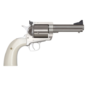 Magnum Research BFR44MAG5B6 BFR Short Cylinder 44 Rem Mag 6 Shot, 5 in Brushed Stainless Steel Barrel, Cylinder & Frame, White Polymer Grip, Hammer Safety, Exposed Hammer , Revolver