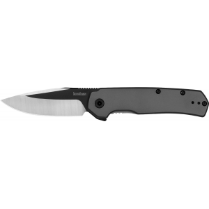 Kershaw 1411 Thermal EDC 2.95 in Folding Drop Point Plain Black Oxide w/Satin Grinds 8Cr13MoV SS Blade\t Gray PVD Stainless Steel Handle\t Includes Pocket Clip