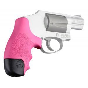Hogue 60027 OverMolded Tamer Cobblestone Pink Rubber with Finger Grooves for S&W J Frame Centennial with Round Butt\t Bodyguard