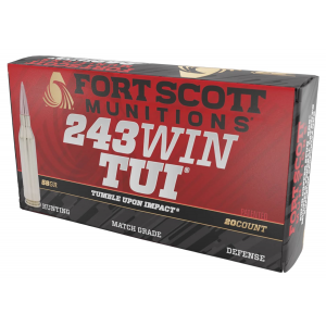 Fort Scott Munitions 243058SCV Tumble Upon Impact (TUI) Rifle 243 Win 58 gr Solid Copper Spun 20 Per Box/ 10 Cs