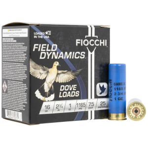 FIOCCHI 16gt75 Field Dynamics Dove & Quail 16gauge 2.75 In 1oz 7.5shot 25 Per Box/10 Case, Shotgun Shells