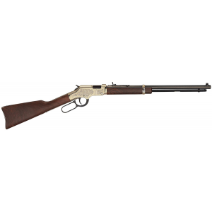 Henry H004VD4 Golden Boy Deluxe Engraved 4th Edition 17 HMR 12+1 20 in Blued Octagon Barrel, Engraved Brasslite Rec, American Walnut Stock, Ad. Buckhorn Sights