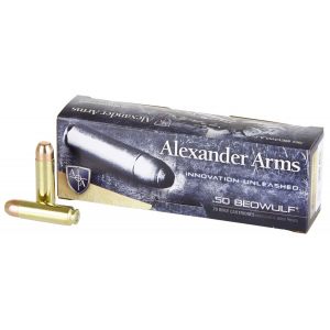 Alexander Arms AB350RSBOX Round Shoulder 50 Beowulf 350 gr Flat Point 20 Per Box/ 10 Cs