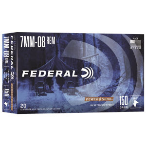 Federal 708CS Power-Shok 7mm-08Rem 150gr Jacketed Soft Point 20 Per Box/10 Case Centerfire, Rifle Ammunition
