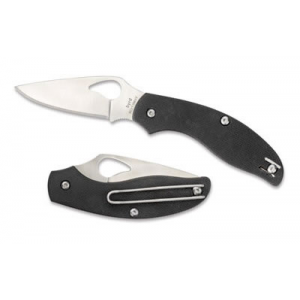 Spyderco Byrd Tern Slipit, 2.75 in Folding Knife, Plain Edge, Leaf-Shape, 8Cr13MoV/Satin, Black G10, Oval Thumb Hole/Pocket Clip BY23GP