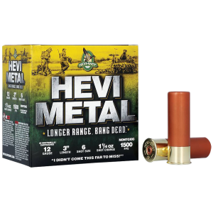HEVI-Metal HS38006 HEVI-Metal Longer Range 12Gauge 3 in 1 1/4oz 6Shot 25 Per Box/10 Case, Shotgun Shells