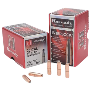 Hornady 2550 InterLock 25 Cal .257 117 gr Round Nose 100 Per Box/ 25 Case