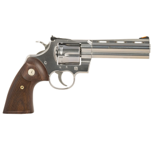 Colt Mfg PYTHONSP5WTS Python 357 Mag/38 Special 6 Shot 5 in Stainless Recessed Target/Vent Rib Barrel, Stainless Cylinder & Frame, Walnut w/Colt Medallion Grip