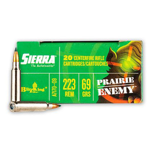 Sierra A717009 Prairie Enemy 223Rem 69gr Sierra BlitzKing 20 Per Box/10 Case Centerfire, Rifle Ammunition