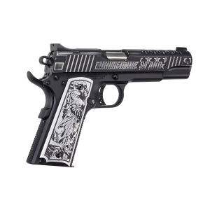 Auto-Ordnance 1911TCAC5 1911-A1 United We Stand 45 ACP 5 in 7+1 Black Armor Cerakote Black Armor Cerakote Stainless Steel Slide Aluminum with United We Stand, Matt 12:25 Engraved Grip