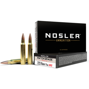 NOSLER 60011 Match Grade 223 Rem 77 Gr Custom Competition Hollow Point Boat Tail 20 Per Box/ 20 Cs