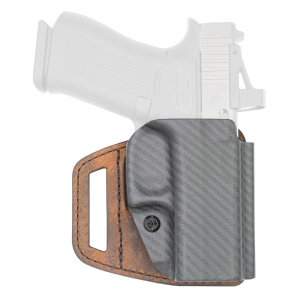 Versacarry V-Slide, Belt Slide Holster, Right Hand, Fits S&W Shield EZ, Distressed Leather and Polymer, Brown VSL211SHDEZ