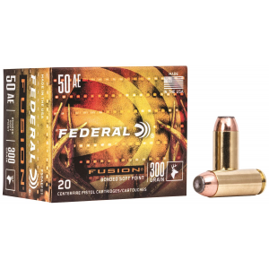 FEDERAL F50aefs1 Fusion 50ae 300gr Fusion Soft Point 20 Per Box/10 Case Centerfire, Handgun Ammunition