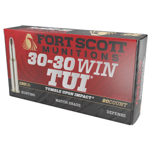 Fort Scott Munitions 3030130SCV Tumble Upon Impact (TUI) Rifle 30-30 Win 130 gr Solid Copper Spun 20 Per Box/ 25 Cs
